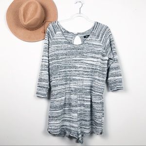 BDG Heathered Gray long Sleeve Open Back Romper